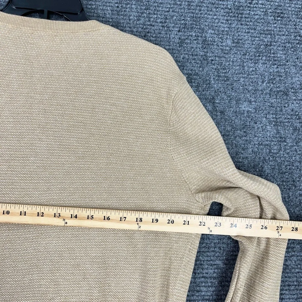 J Crew Knit For J Crew Cotton Textured Birdseye‎ Crewneck Sweater Tan L Mens